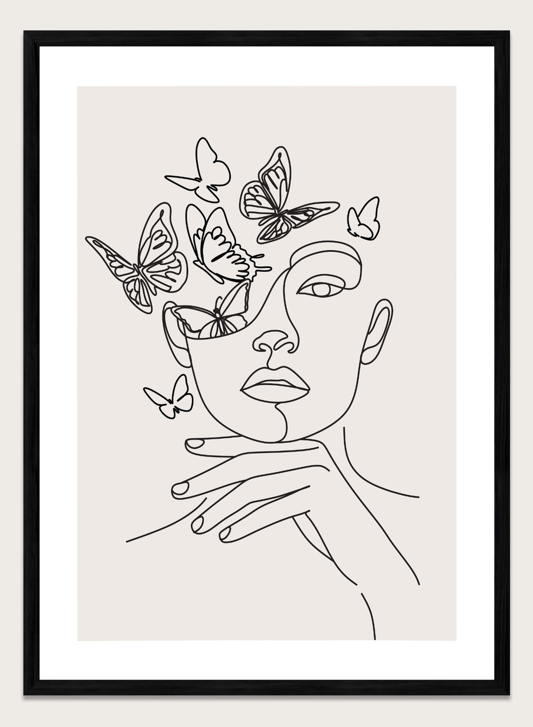 Head of Butterflies Line Art Print