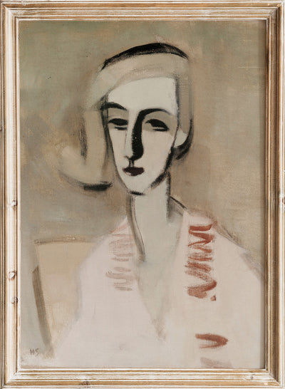 Vintage Portrait Woman Wall Art Print | Antique Lady Neutral Painting, Minimalist Abstract Figure Poster, Farmhouse Cottagecore Decor, Helene Schjerfbeck - .The Teacher