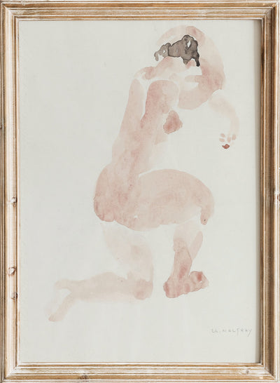 Vintage Woman Body Figure Wall Art Print | Antique Watercolor Portrait Painting, Minimalist Figurative Poster, Abstract Neutral Toned, Charles Malfray - Female Nude