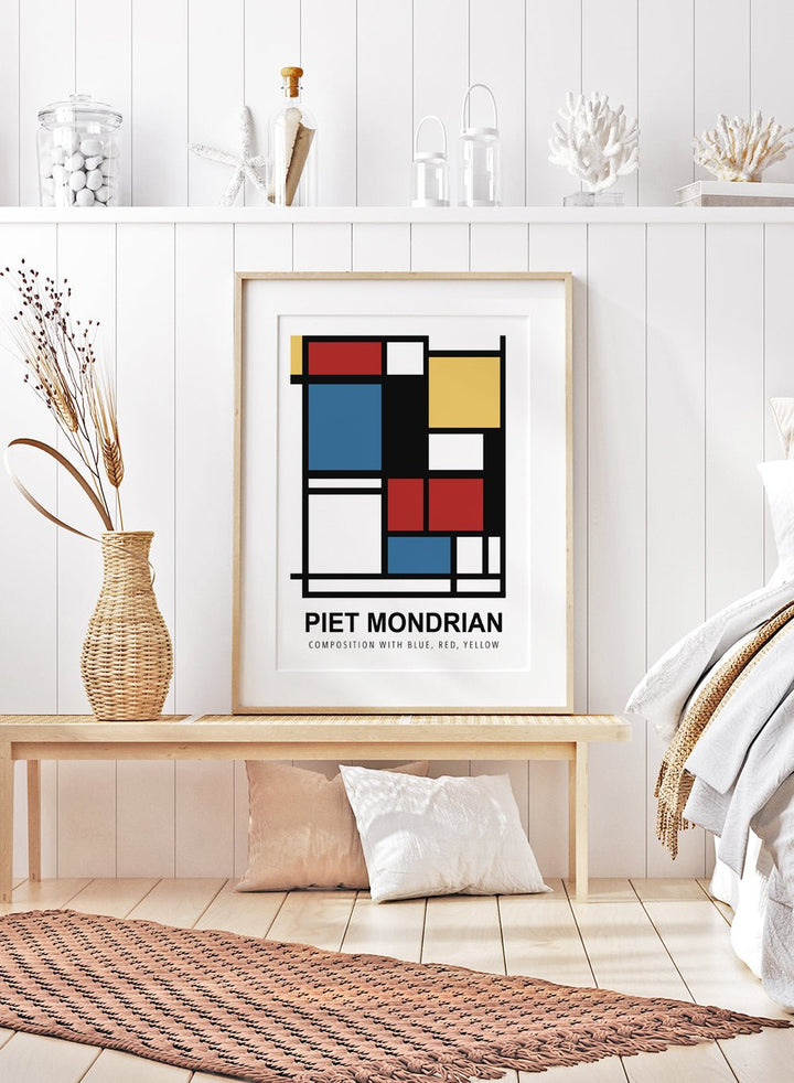 Piet Mondrian Composition with Blue, Red, Yellow Remastered Art Print_Sugar & Canvas
