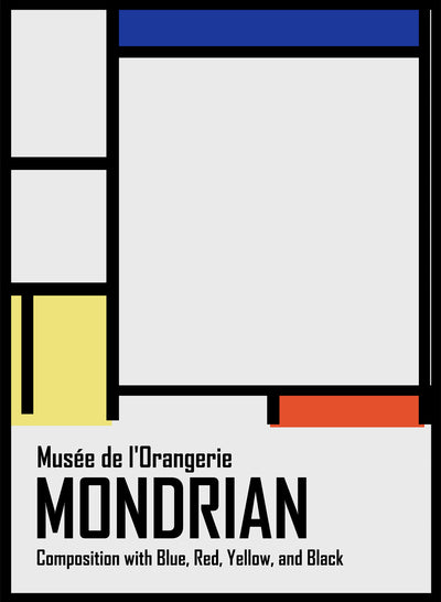 Piet Mondrian Remastered Composition Blue Red Yellow Black Abstract Wall Art Print | Bauhaus Geometric Lines Color Block, Mid Century