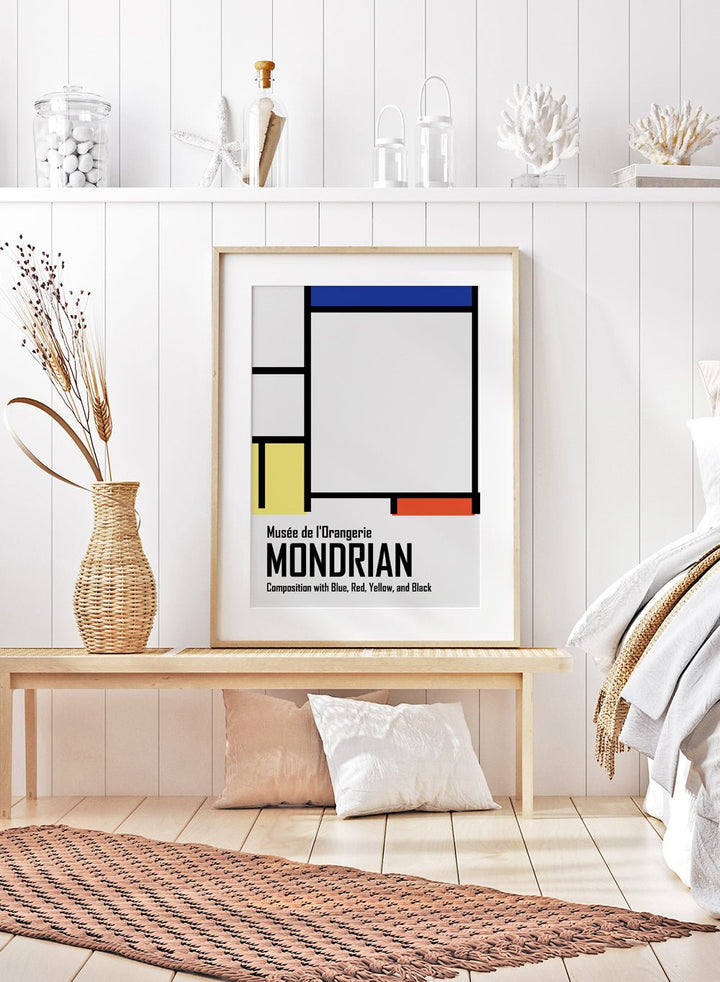 Piet Mondrian Composition with Blue, Red, Yellow, and Black Remastered Art Print_Sugar & Canvas