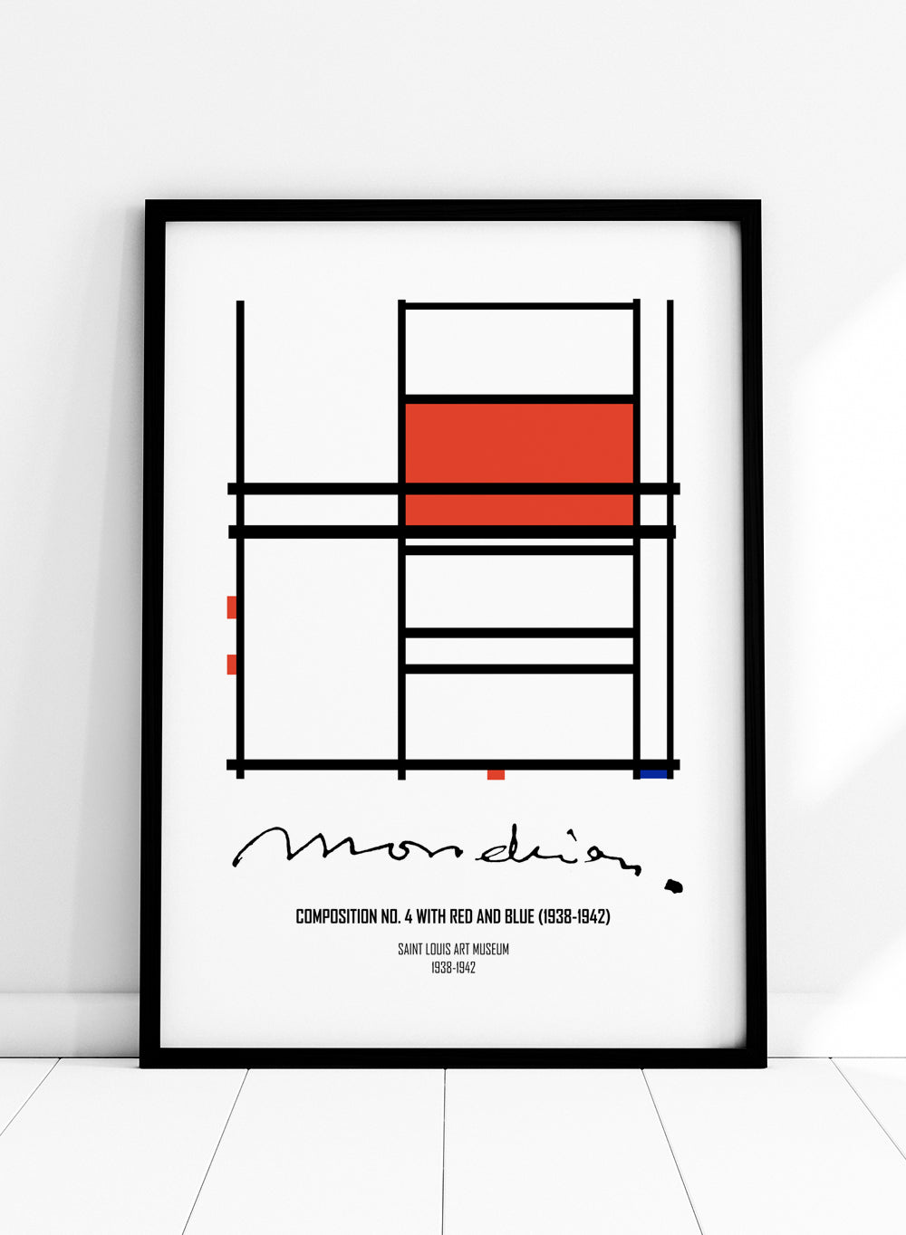 Piet Mondrian Composition No. 4 with Red and Blue Remastered Art Print_Sugar & Canvas