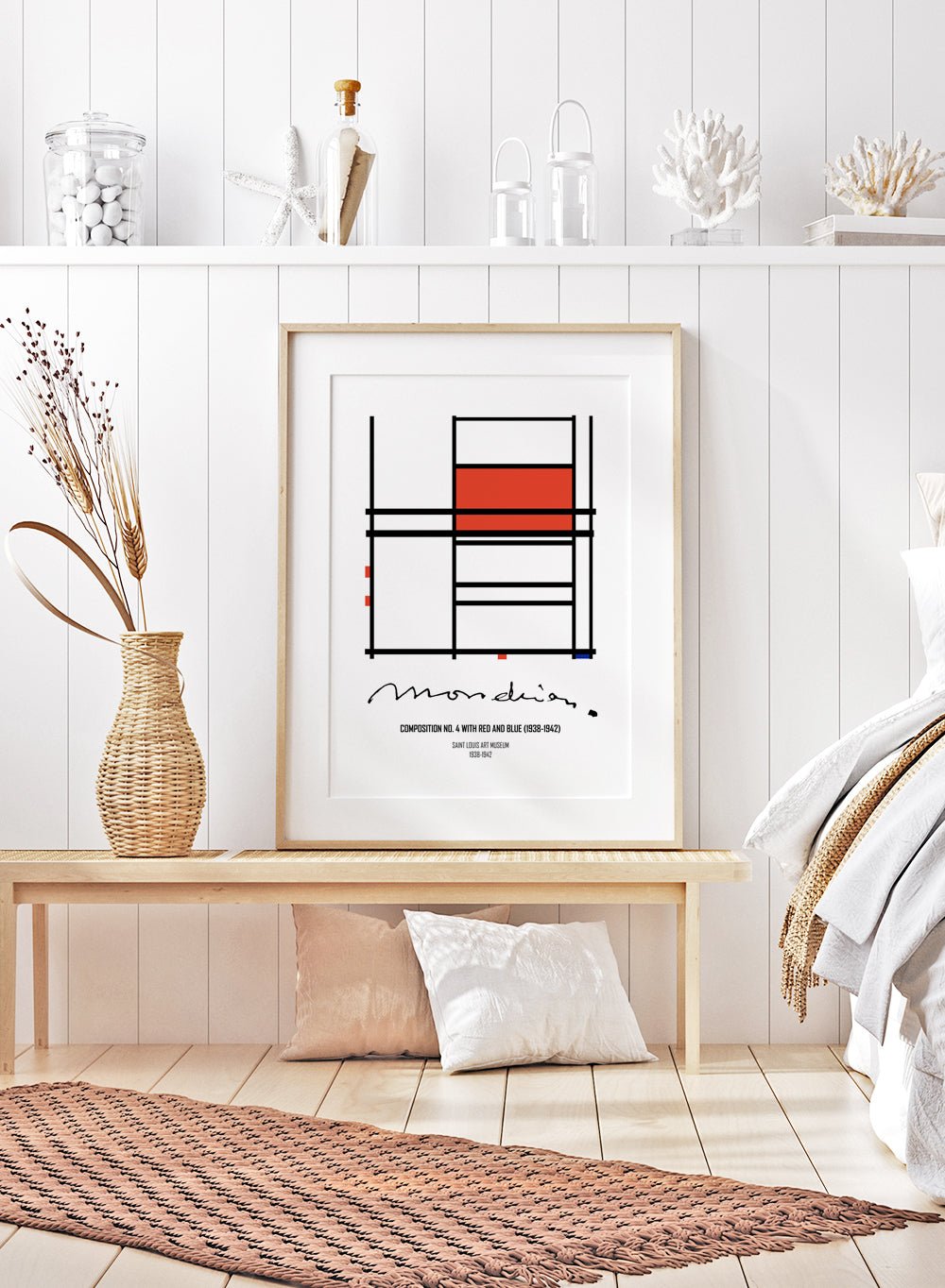 Piet Mondrian Composition No. 4 with Red and Blue Remastered Art Print_Sugar & Canvas