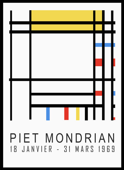 Piet Mondrian Remastered Place de la Concorde Abstract Wall Art Print | Bauhaus Geometric Lines Color Block, Mid Century Poster 