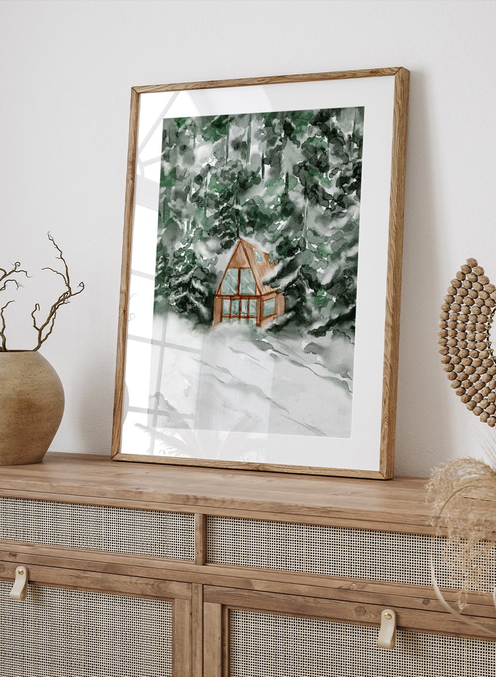 "Winter Cottage House" Art Print_Sugar & Canvas