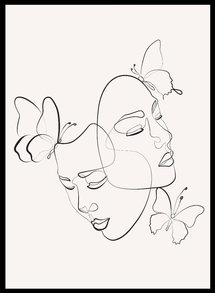 Head of Butterflies Line Art Print_Sugar & Canvas