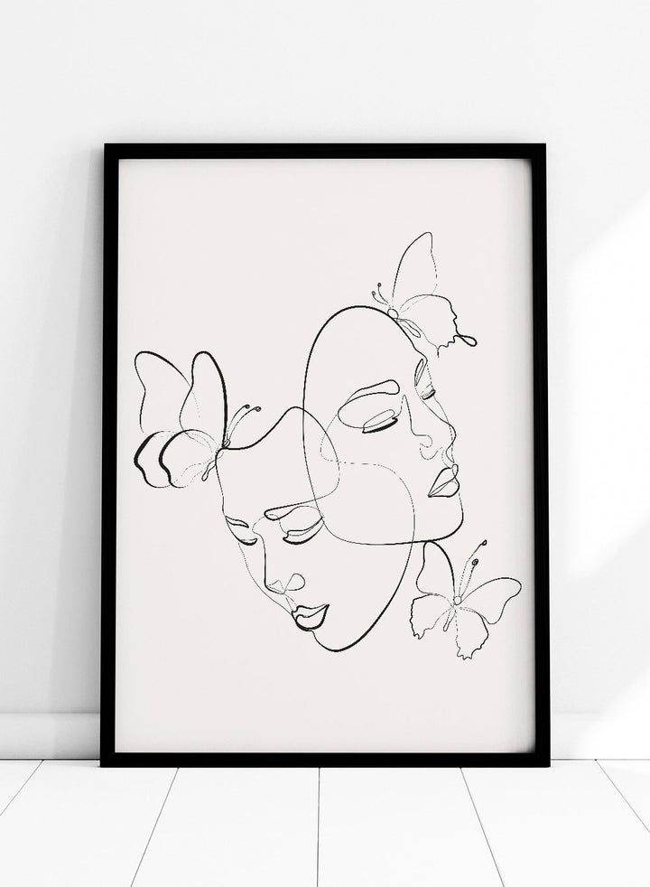 Head of Butterflies Line Art Print_Sugar & Canvas