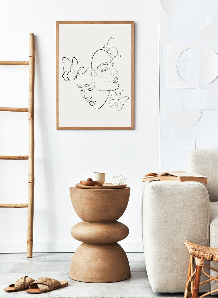Head of Butterflies Line Art Print_Sugar & Canvas