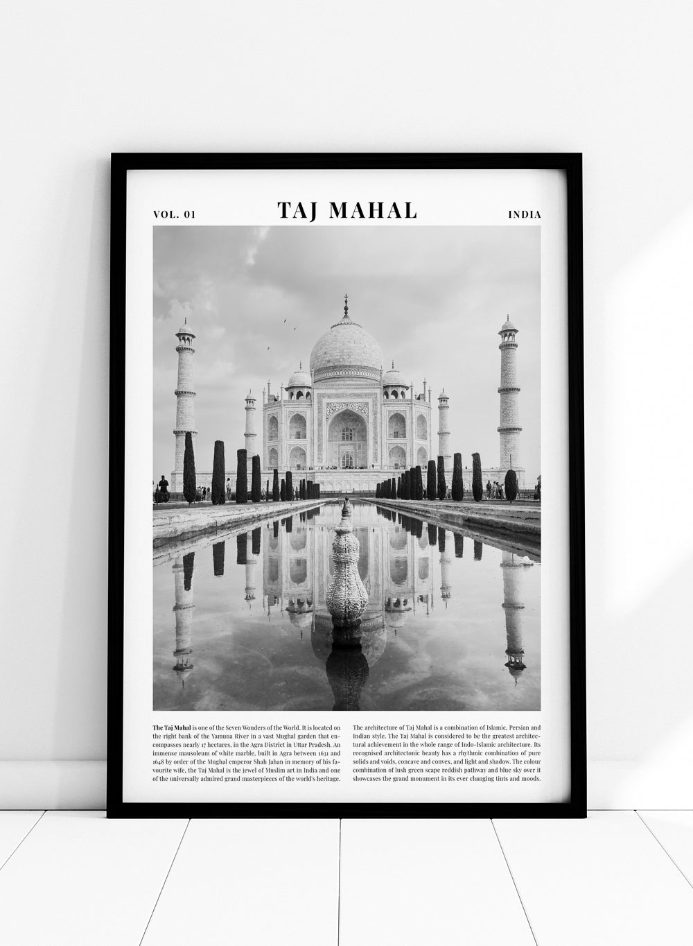 Taj Mahal Black and White City Art Print_Sugar & Canvas