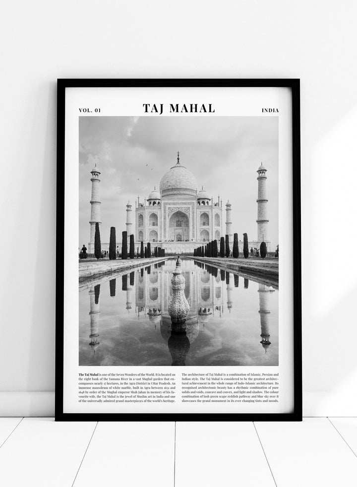 Taj Mahal Black and White City Art Print_Sugar & Canvas