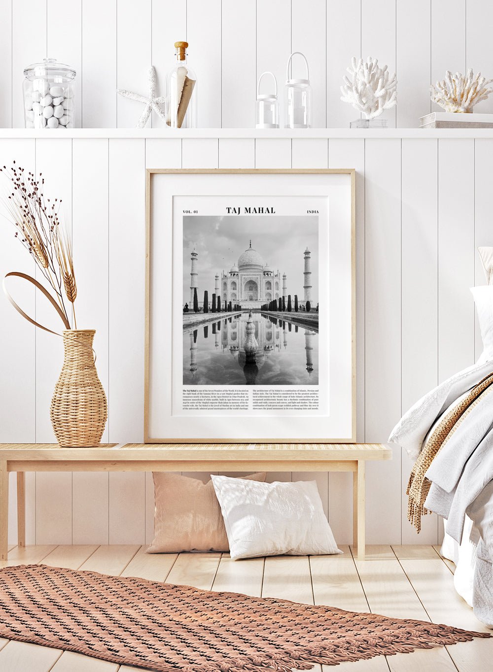 Taj Mahal Black and White City Art Print_Sugar & Canvas