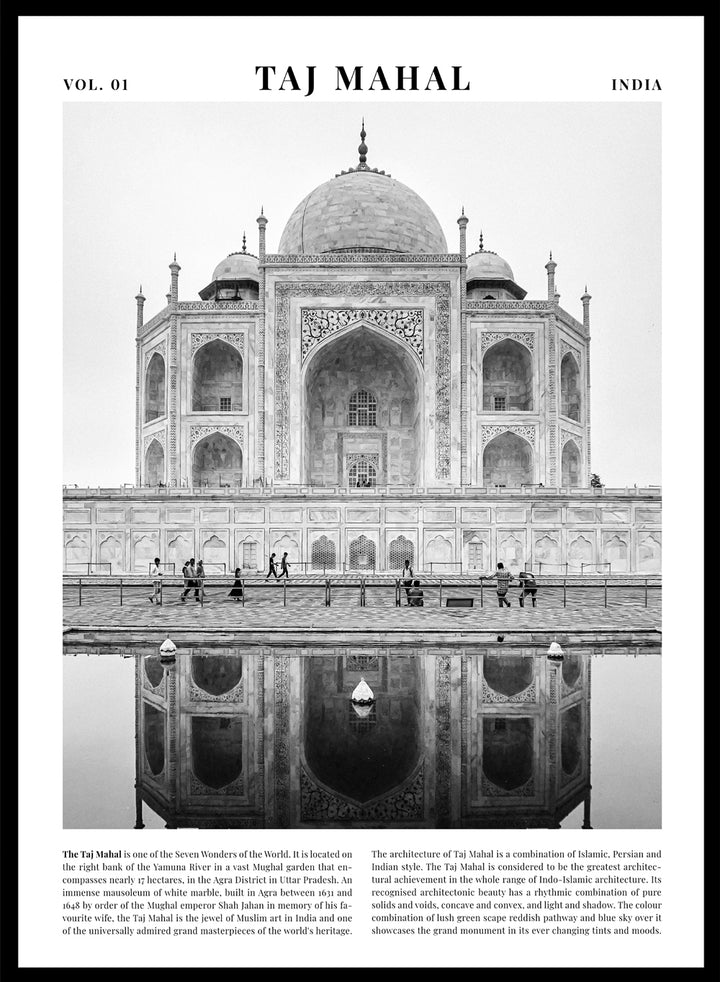 Taj Mahal Black and White City Art Print_Sugar & Canvas