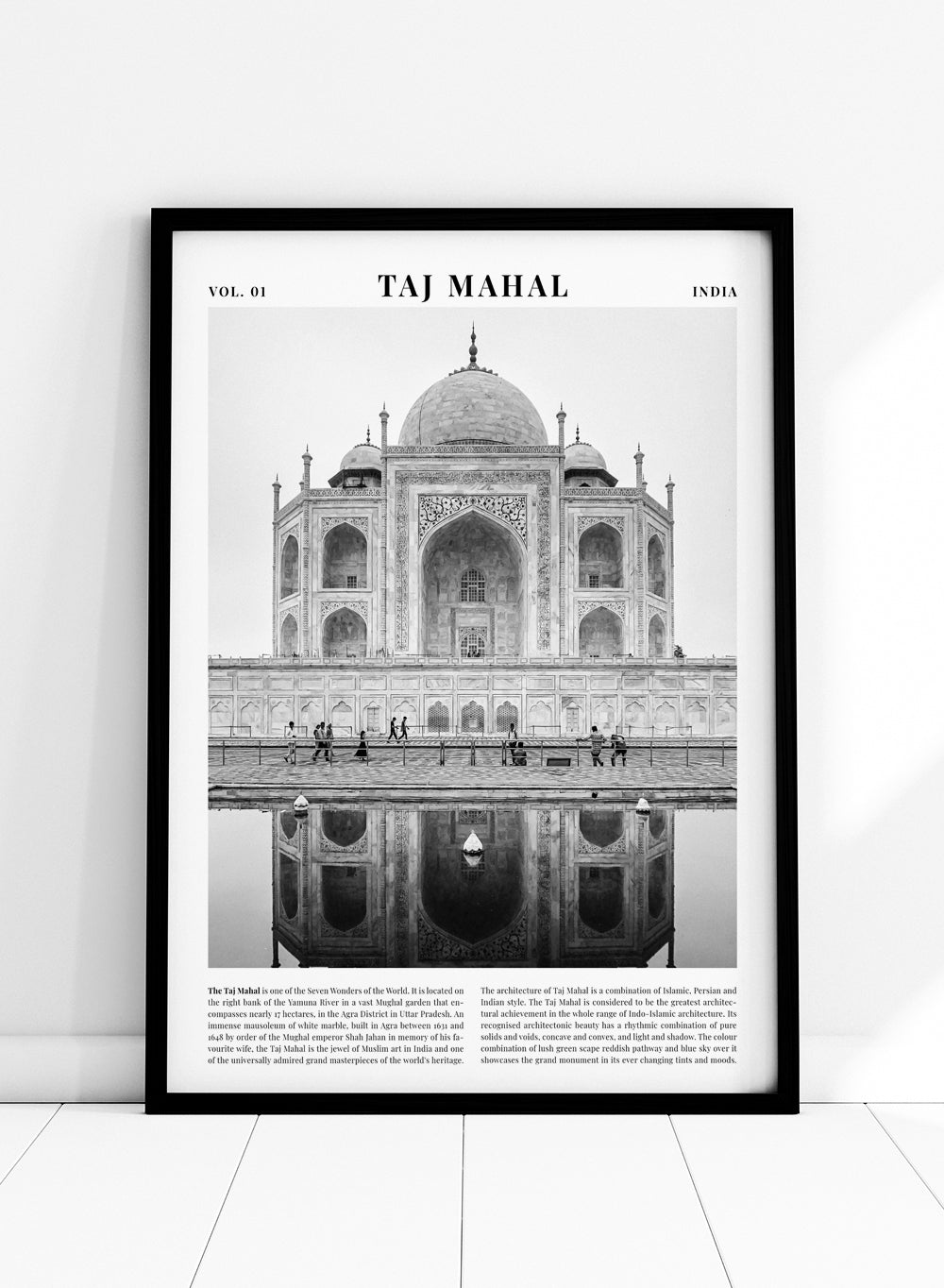 Taj Mahal Black and White City Art Print_Sugar & Canvas