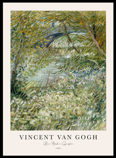 Vincent Van Gogh River Bank in Springtime Vintage Painting Poster Wall Art Print | Colorful Nature Flowers Green Antique Retro Landscape