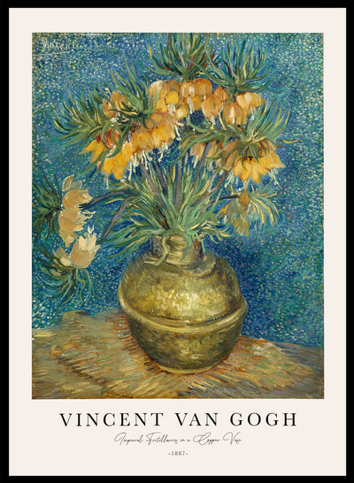 Vincent Van Gogh Imperial Fritillaries in a Copper Vase Vintage Flowers Painting Poster Wall Art Print | Colorful Floral Still Life