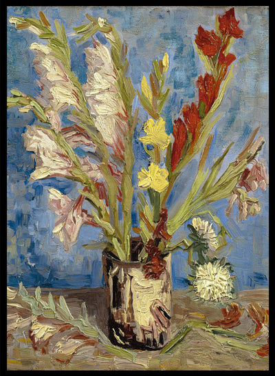 Vincent Van Gogh Vase with gladioli and China asters Vintage Flowers Painting Poster Wall Art Print | Antique Colorful Floral Still Life