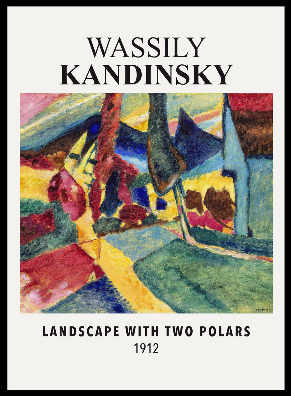 Kandinsky Landscape With Two Poplars 1912 Vintage Poster Wall Art Print | Abstract Wassily Kandinsky Painting, Colorful Geometric Decor