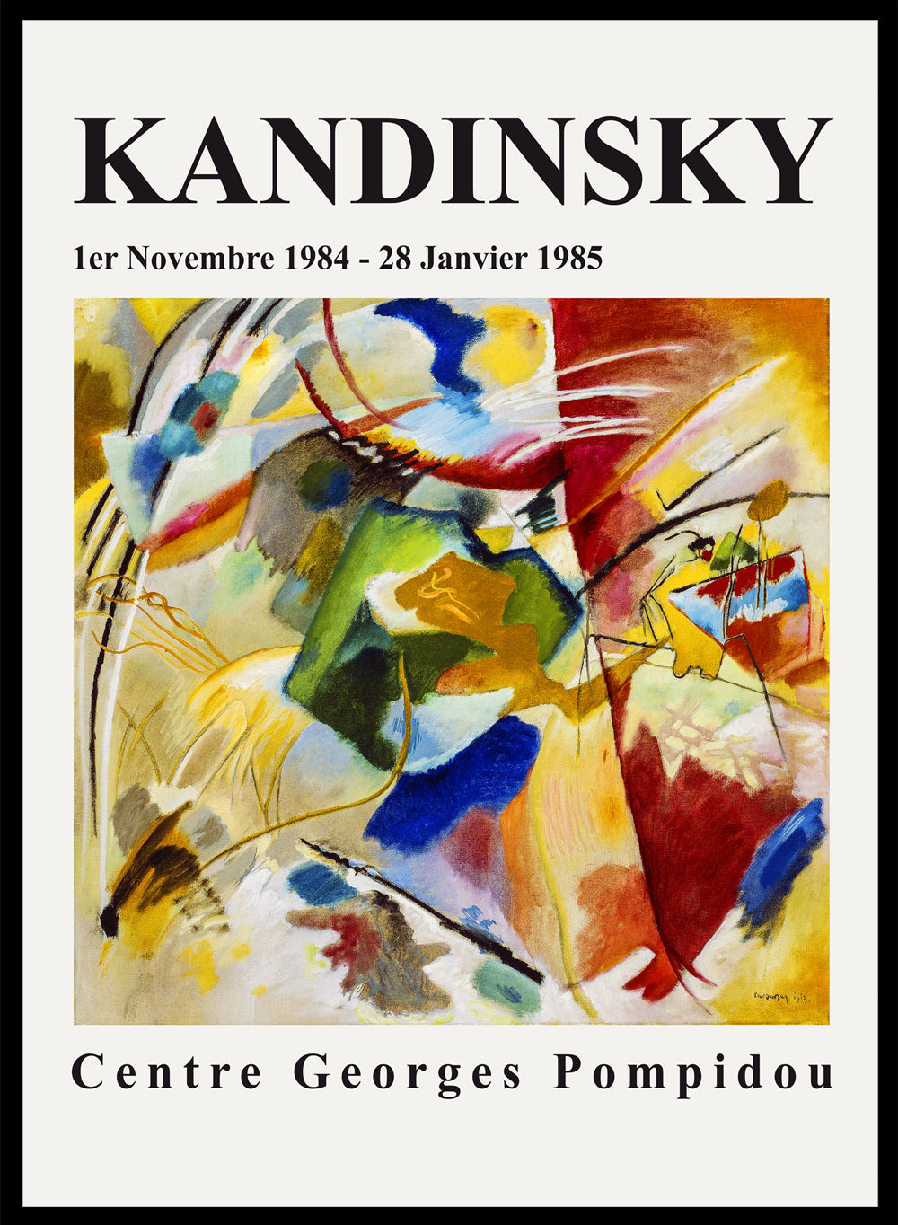 Kandinsky Painting with Green Center 1913 Vintage Poster Colorful Art Print | Wassily Kandinsky Abstract Painting, Museum Exhibition