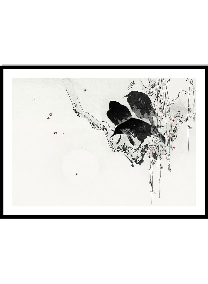 Watanabe Seitei "Japanese Crows Perched On A Branch" Art Print_Sugar & Canvas