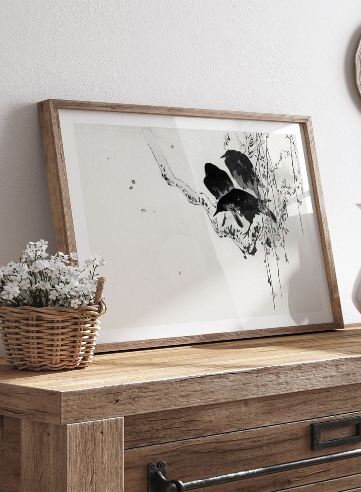 Watanabe Seitei "Japanese Crows Perched On A Branch" Art Print_Sugar & Canvas