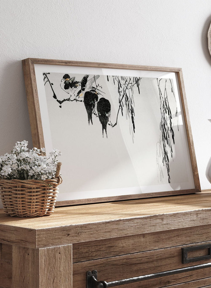 Watanabe Seitei "Perched Magpies" Art Print_Sugar & Canvas