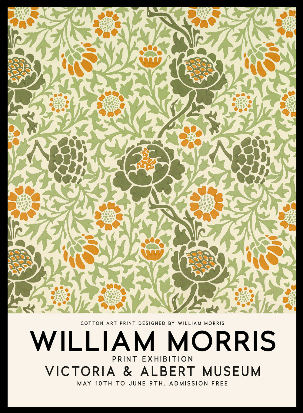 William Morris Grafton Pattern 1883 Vintage Botanical Floral Poster Wall Art Print | Colorful Art, Victoria & Albert Art Museum Exhibition, Art Nouveau 