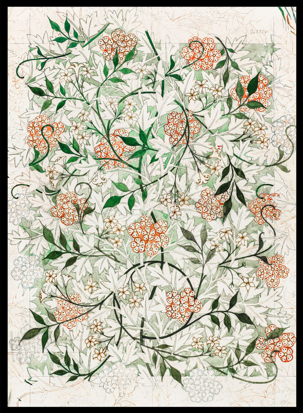 William Morris Jasmine Pattern Botanical Floral Vintage Poster Art Print | Colorful Art, Victoria & Albert Art Museum Exhibition, Art Nouveau