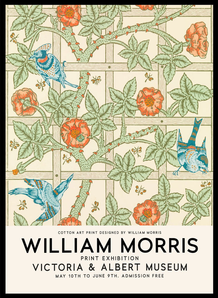 William Morris Trellis Birds Flowers Art Print_Sugar & Canvas