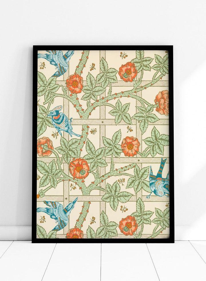 William Morris Trellis Birds Flowers Art Print_Sugar & Canvas