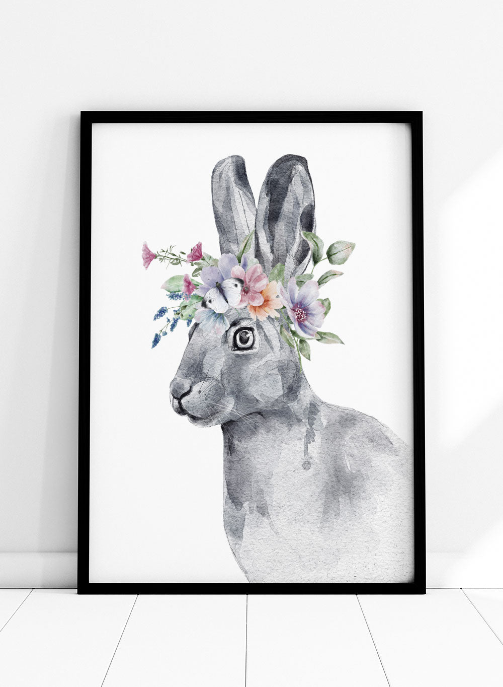 Bunny with Flowers Safari Animal Art Print_Sugar & Canvas