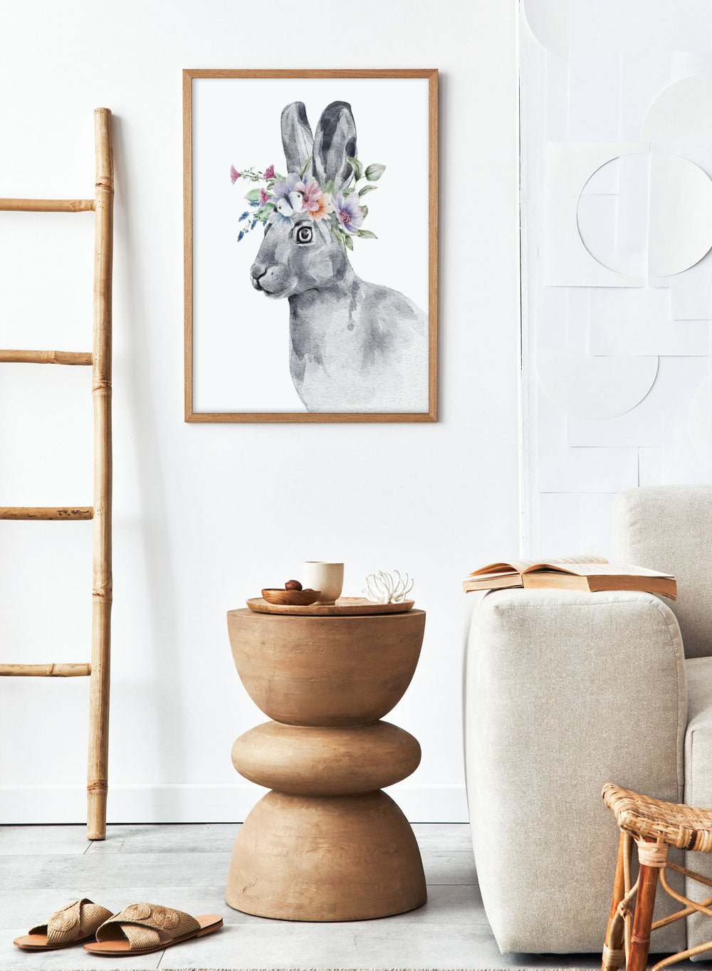 Bunny with Flowers Safari Animal Art Print_Sugar & Canvas