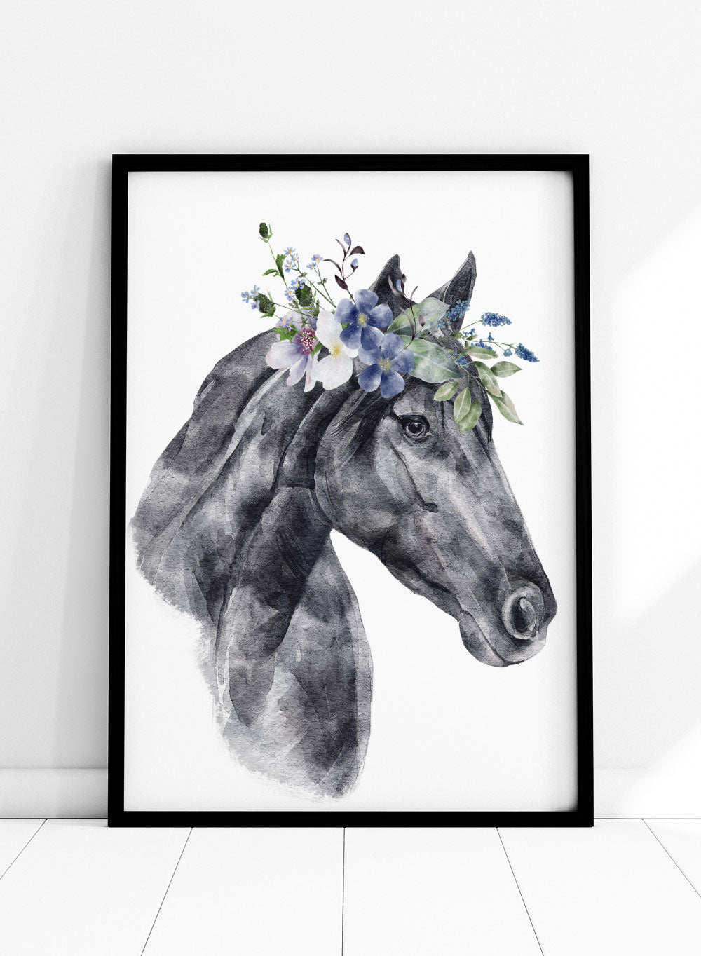 Horse with Flowers Safari Animal Art Print_Sugar & Canvas