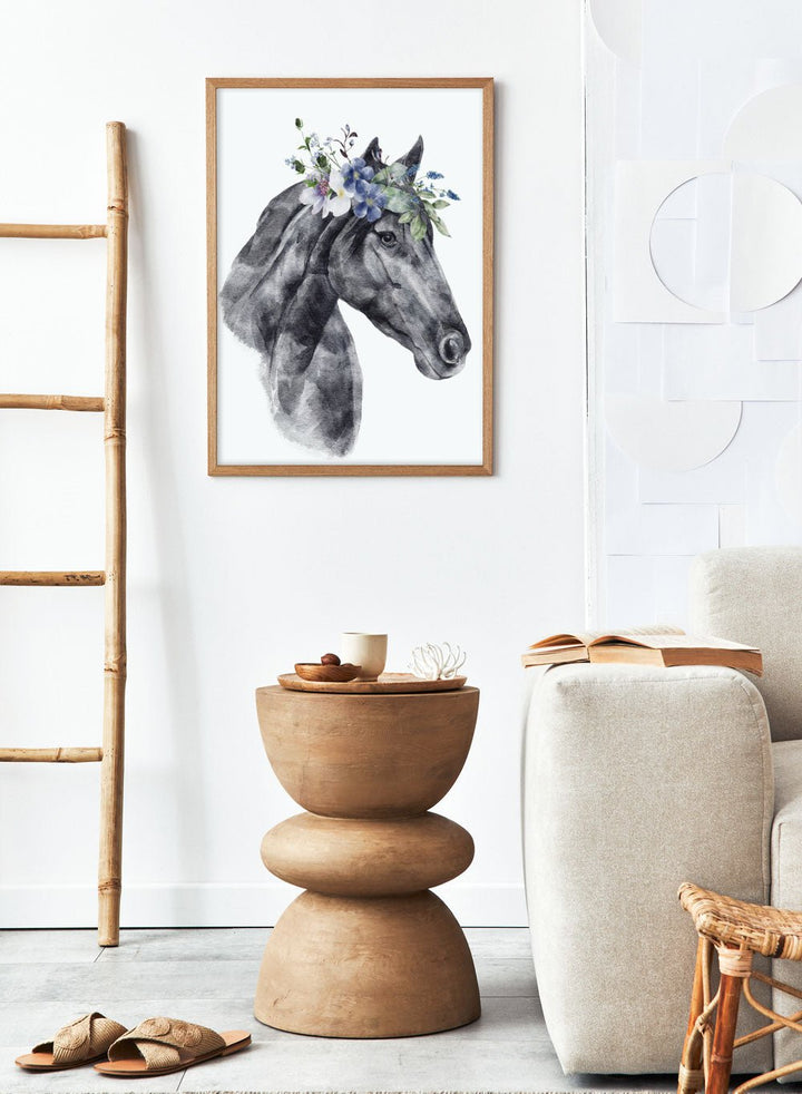 Horse with Flowers Safari Animal Art Print_Sugar & Canvas