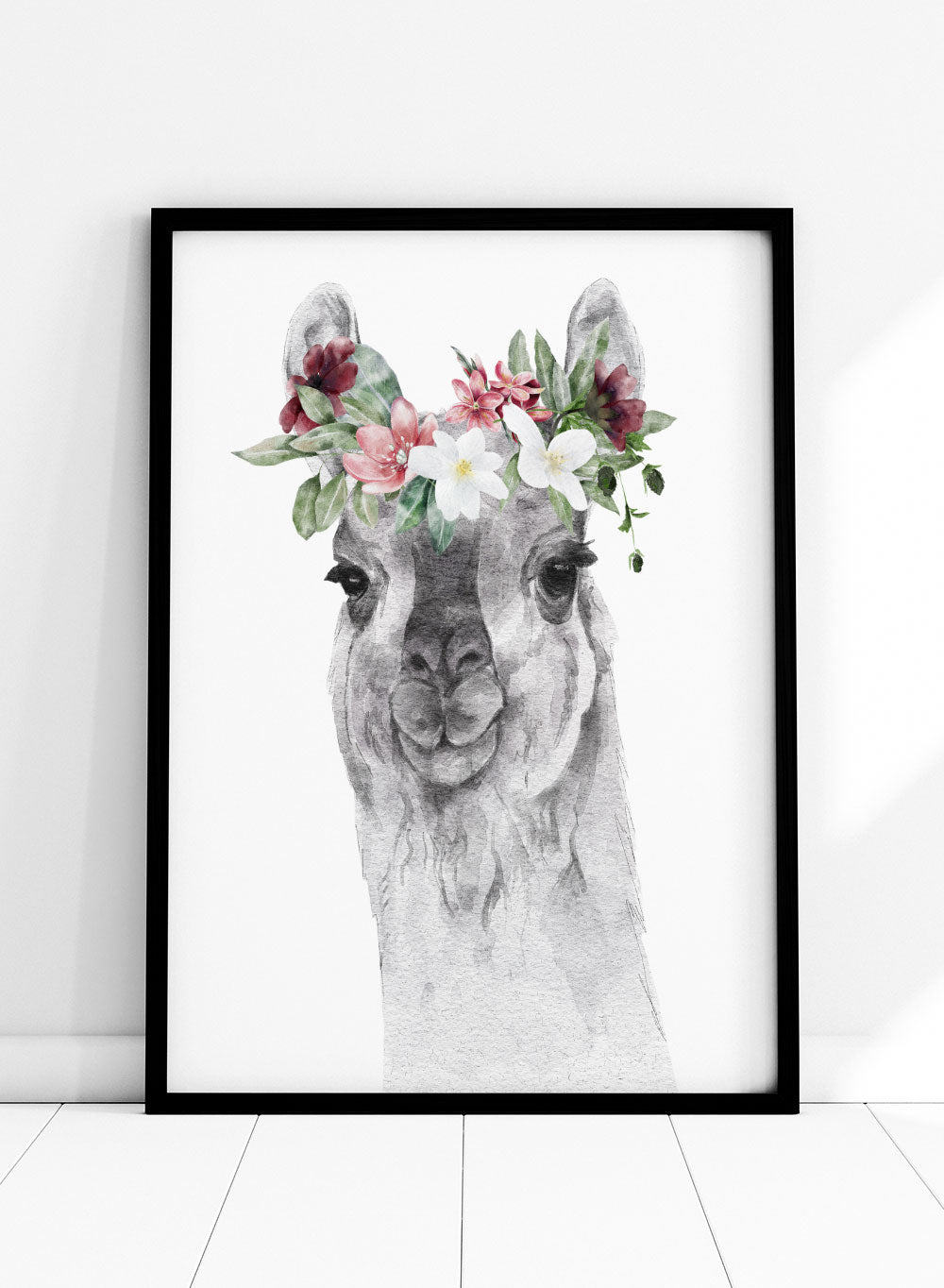 Llama with Flowers Safari Animal Art Print_Sugar & Canvas