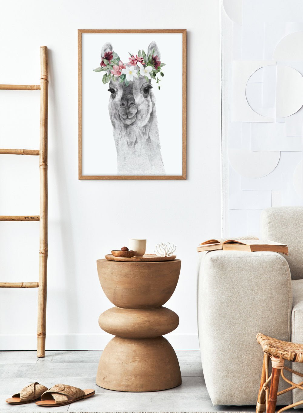 Llama with Flowers Safari Animal Art Print_Sugar & Canvas