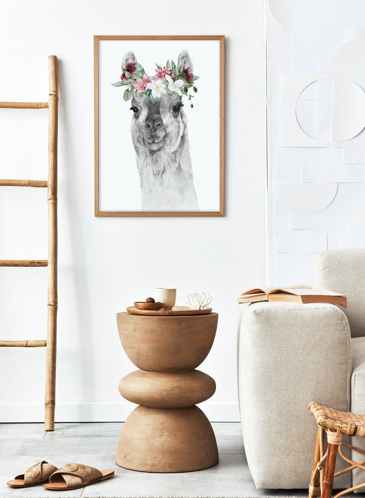 Llama with Flowers Safari Animal Art Print_Sugar & Canvas