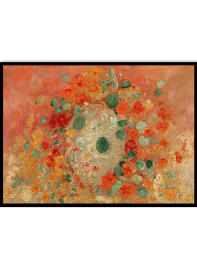 European Vintage Colorful Flowers in Vase Art Print, Vintage Oil Painting, Colorful Vintage Poster, Odilon Redon, Nasturtiums 1905