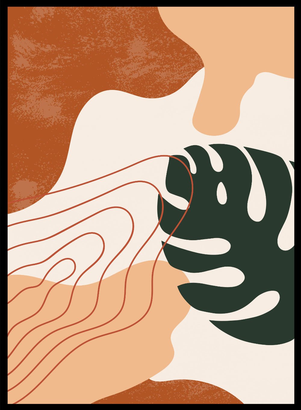 Abstract Terracotta Monstera Print_Sugar & Canvas