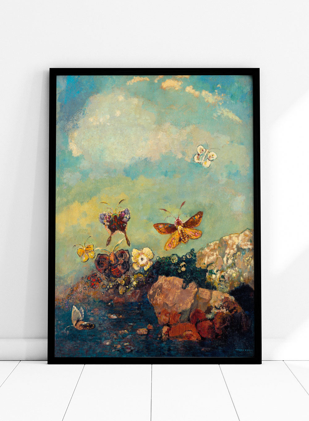 European Vintage Butterflies Landscape Art Print, Vintage Oil Painting, Colorful Vintage Poster, Odilon Redon, Butterflies 1910