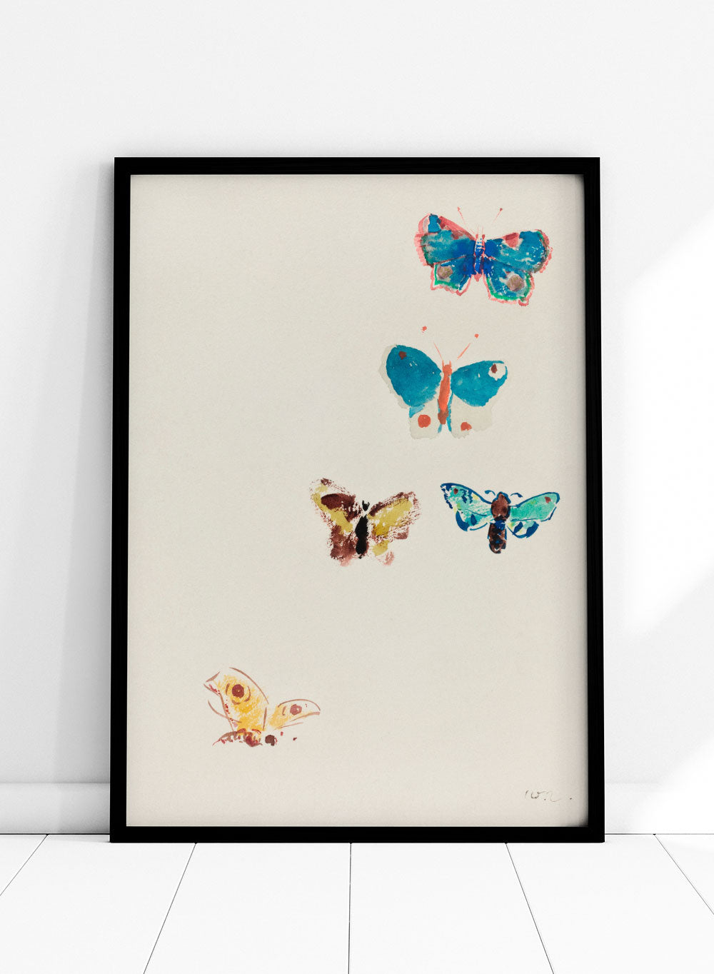 European Vintage Colorful Butterflies 1912 Art Print, Vintage Oil Painting, Colorful Vintage Poster, Odilon Redon Five Butterflies 1912