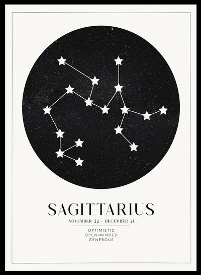 Sugar & Canvas 5x7 inches/13x18cm / Light Sagittarius Zodiac Art Print (Light/Dark)