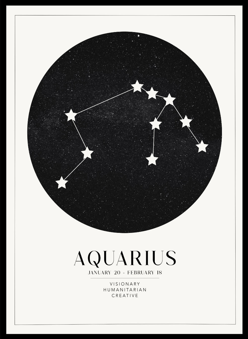 Aquarius Zodiac Art Print (Light/Dark)_Sugar & Canvas