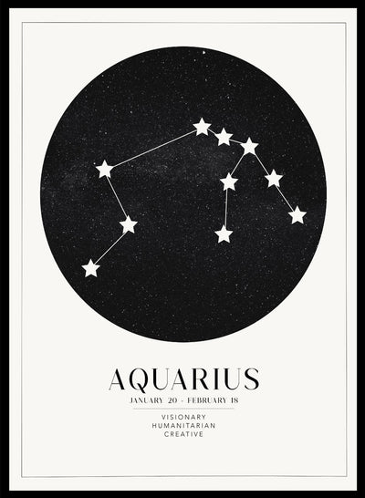 Sugar & Canvas 5x7 inches/13x18cm / Light Aquarius Zodiac Art Print (Light/Dark)