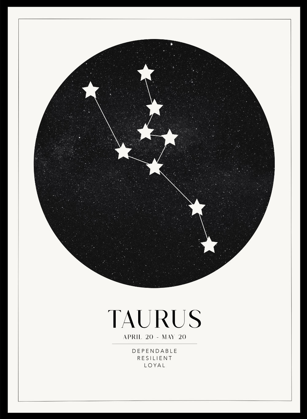 Taurus Zodiac Art Print (Light/Dark)_Sugar & Canvas