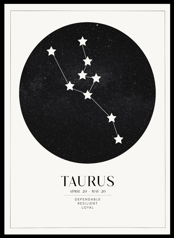 Taurus Zodiac Art Print (Light/Dark)_Sugar & Canvas