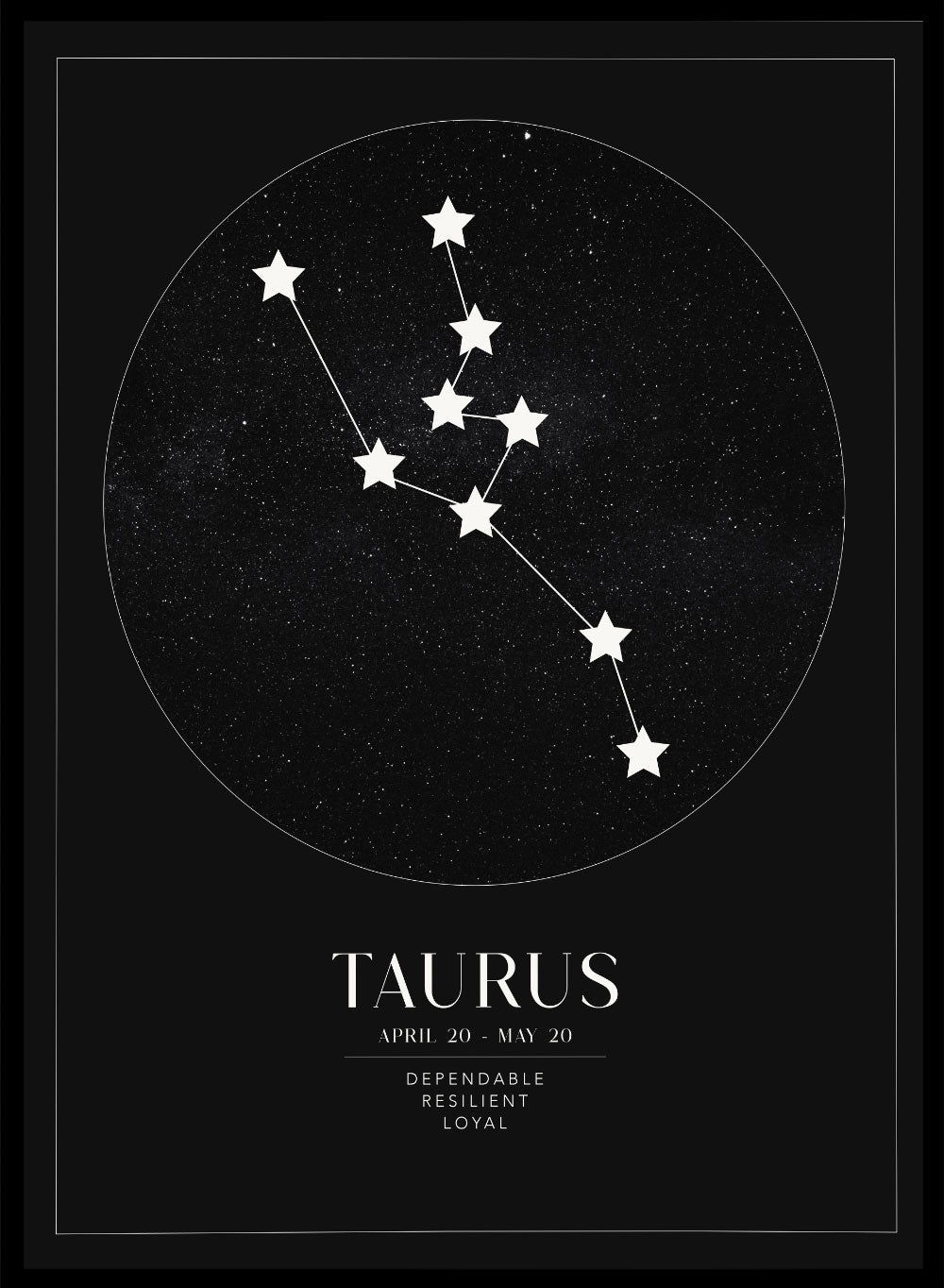 Taurus Zodiac Art Print (Light/Dark)_Sugar & Canvas