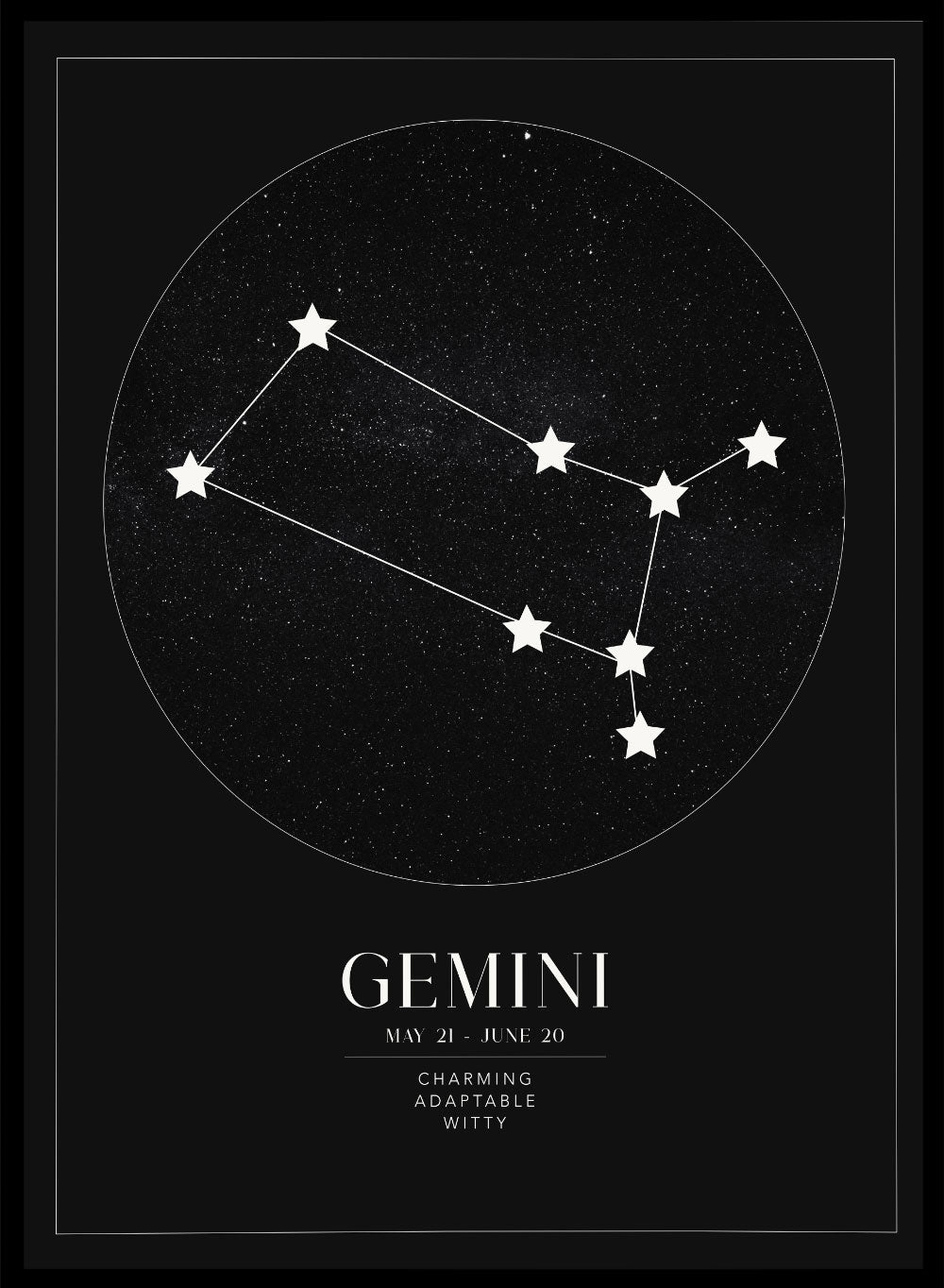 Gemini Zodiac Art Print (Light/Dark)_Sugar & Canvas