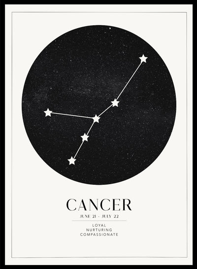 Sugar & Canvas 5x7 inches/13x18cm / Light Cancer Zodiac Art Print (Light/Dark)
