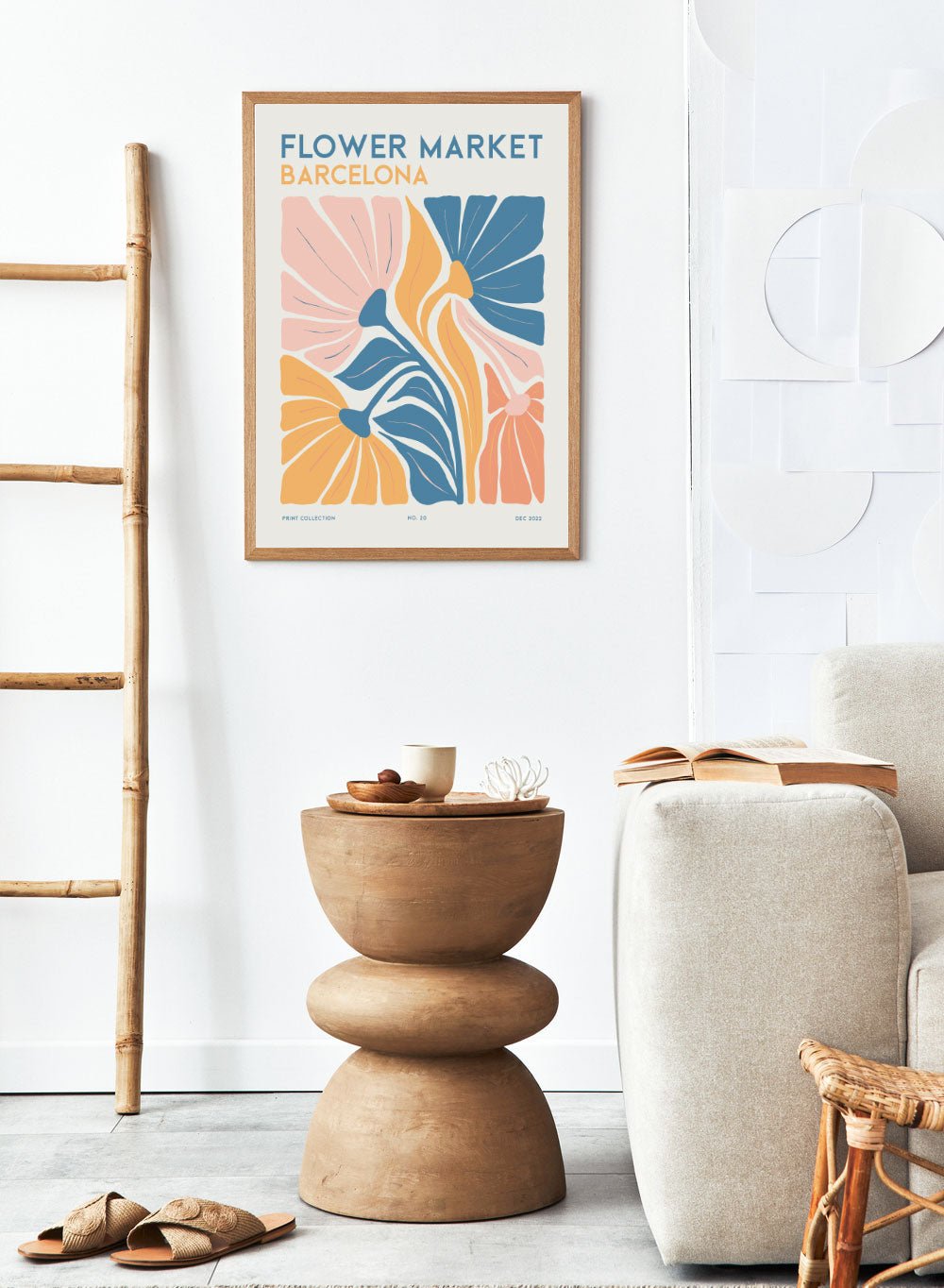 Flower Market Barcelona Abstract Art Print FM109_Sugar & Canvas